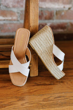 Load image into Gallery viewer, KAYLEEN High Hopes Crisscross Strap Espadrille Wedges in White
