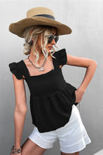 Load image into Gallery viewer, Flutter Sleeve Square Neck Peplum Top
