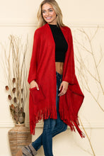 Load image into Gallery viewer, Justin Taylor Fringe Hem Open Front Knit Poncho
