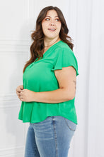 Load image into Gallery viewer, Sew In Love Just For You Full Size Short Ruffled Sleeve length Top in Green
