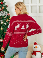 Load image into Gallery viewer, Christmas Reindeer Ribbed Trim Sweater DIBS CLASSIC
