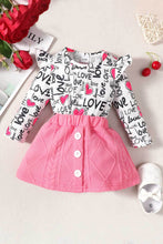 Load image into Gallery viewer, Baby Girl Letter Print Bodysuit and Knit Skirt Set
