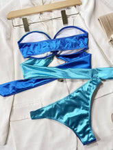 Load image into Gallery viewer, Two-Tone Ring Detail Tied Bikini Set
