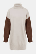 Color Block Turtleneck Sweater Dress
