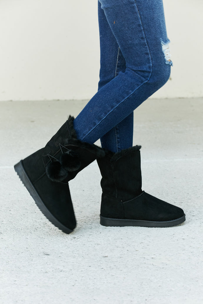 Forever Link Pom-Pom Faux Fur Snow Boots