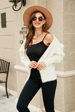 Load image into Gallery viewer, Woven Right Puff Sleeve V-Neck Fuzzy Cardigan
