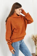 Load image into Gallery viewer, Zenana Exposed Seam Turtleneck Rib-Knit Sweater
