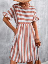 Load image into Gallery viewer, Striped Flounce Sleeve Dress
