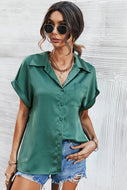 Satin Button Down Collared Shirt