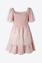 Load image into Gallery viewer, Plus Size Smocked Puff Sleeve Ruffle Hem Dress
