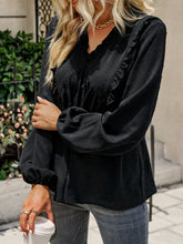 Load image into Gallery viewer, Swiss Dot Frill Trim V-Neck Bodydoll Top
