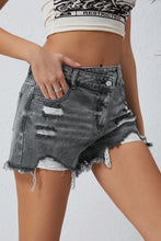 Load image into Gallery viewer, Distressed A-Sym Button Denim Shorts
