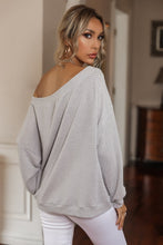 Load image into Gallery viewer, Waffle Knit Boat Neck Long Sleeve Blouse
