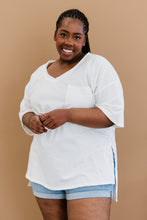 Load image into Gallery viewer, Zenana All-Nighter Full Size Run High-Low V-Neck Tee in Ivory
