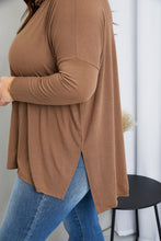 Load image into Gallery viewer, Zenana Full Size Slit High-Low Funnel Neck Top in Mocha
