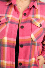 Load image into Gallery viewer, Zenana Pumpkin Spice Full Size Plaid Shacket in Fuchsia
