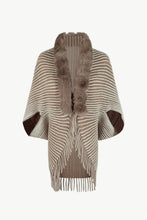 Load image into Gallery viewer, Striped Faux Fur Trim Open Front Cardigan
