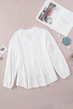 Load image into Gallery viewer, Spliced Lace High-Low Blouse
