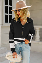 Load image into Gallery viewer, Striped Half-Zip Collared Sweater

