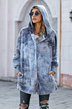 Load image into Gallery viewer, Fleece Hooded Open Front Jacket with Pockets
