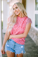 Load image into Gallery viewer, Leopard Print Lace Short Sleeve Blouse
