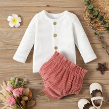 Load image into Gallery viewer, Baby Button Front Waffle Knit Top and Bloomer Set
