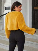 Load image into Gallery viewer, Round Neck Cropped Teddy Jacket
