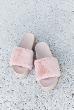 Load image into Gallery viewer, Qupid Feeling Good Faux Fur Platform Slide Sandals in Blush
