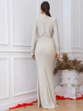 Load image into Gallery viewer, Glitter Mock Neck Fishtail Dress
