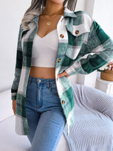 Load image into Gallery viewer, Plaid Belted Button Down Shirt Jacket
