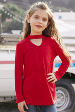 Load image into Gallery viewer, Girls Cutout Mock Neck Zip-Back Top
