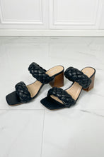 Load image into Gallery viewer, SODA Interwoven Ideas Braided Strap Block Heel Slide Sandal in Black
