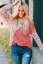 Load image into Gallery viewer, Leopard Color Block Cold-Shoulder Top

