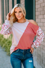 Load image into Gallery viewer, Leopard Color Block Cold-Shoulder Top
