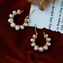 Load image into Gallery viewer, Blooming Beauties Pearl Hoop Earrings
