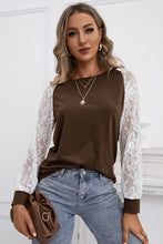 Load image into Gallery viewer, Lace Long Sleeve Contrast  Top
