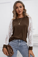 Lace Long Sleeve Contrast  Top