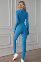 Load image into Gallery viewer, Zip Up Cropped Top and Leggings Yoga Set
