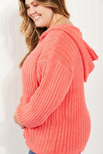 Load image into Gallery viewer, POL Peach Pie Full Size Ribbed Hooded Sweater
