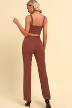 Load image into Gallery viewer, Chain Detail Cropped Cami and Straight Leg Pants Set
