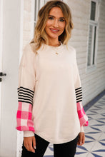 Load image into Gallery viewer, Mixed Print Curved Hem Knit Pullover
