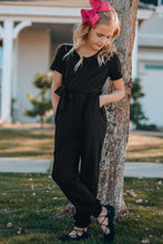 Load image into Gallery viewer, Girls Belted Jogger Jumpsuit with Side Pockets
