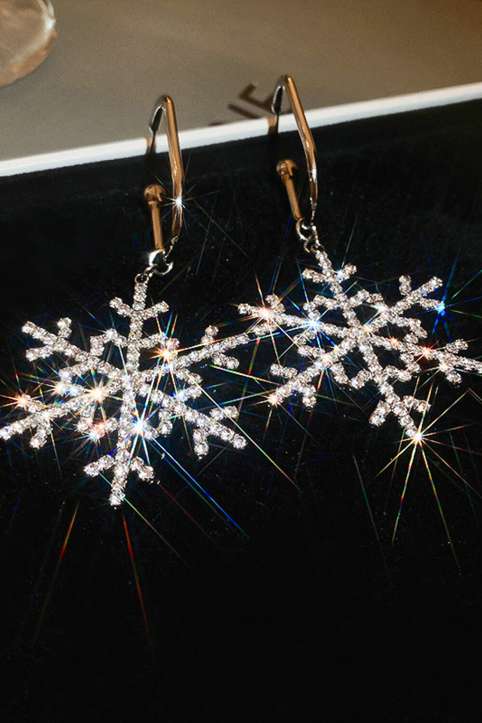 Rhinestone Snowflake-Shaped Earrings