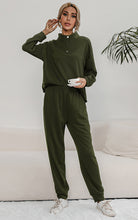 Load image into Gallery viewer, Snap Collar Top and Lounge Pants Set
