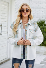 Load image into Gallery viewer, Plaid Button Front Spliced Sherpa Shacket
