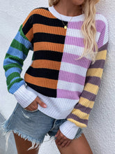 Load image into Gallery viewer, Split Stripes Rib-Knit Sweater
