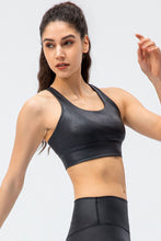Load image into Gallery viewer, Faux Leather Double Crisscross Strap Sports Bra
