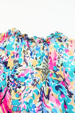 Load image into Gallery viewer, Printed Tie Neck Butterfly Sleeve Babydoll Top
