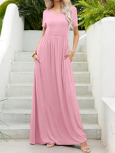 Load image into Gallery viewer, Round Neck Short Sleeve Maxi Dress with Pockets

