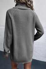 Load image into Gallery viewer, Turtleneck Raglan Sleeve Rib-Knit Dress with Pockets
